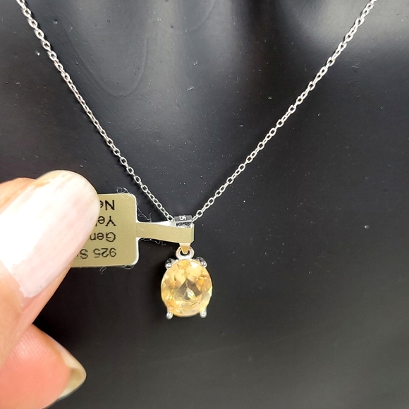 Yellow Topaz Silver Necklace, Topaz Necklace, Natural Gemstone Necklace - Picture 5 of 7